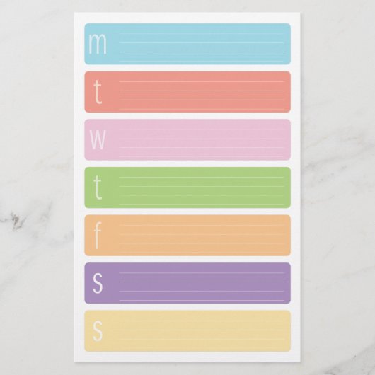 Papeterie Feuilles de calendrier hebdomadaire (Devant)