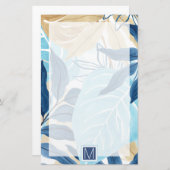 Papeterie Feuilles de la jungle bleue (Devant / Derrière)