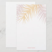 Papeterie Feuilles de palmiers rosés tropicaux modernes pers (Devant / Derrière)