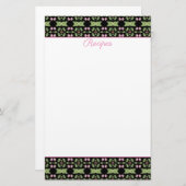 Papeterie Feuilles de recettes décoratives à motifs rose et  (Devant / Derrière)