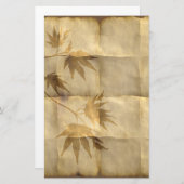 Papeterie Feuilles d'érable or sur papier parchemin élégant (Devant / Derrière)