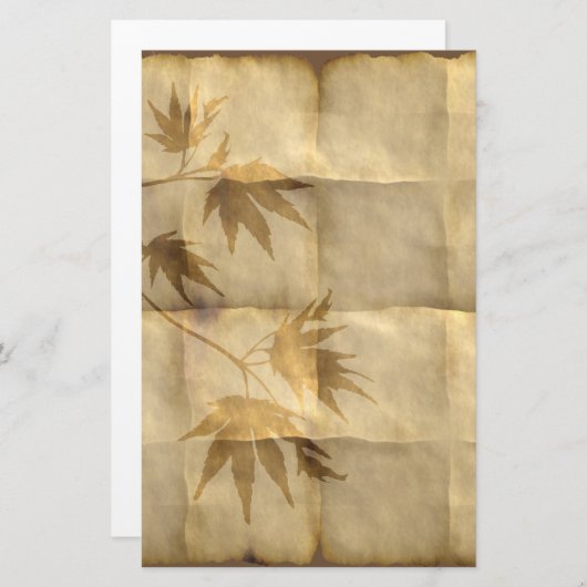 Papeterie Feuilles d'érable or sur papier parchemin élégant (Devant / Derrière)