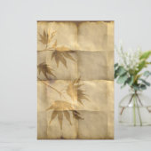 Papeterie Feuilles d'érable or sur papier parchemin élégant (Debout devant)