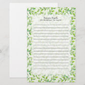 Papeterie Feuilles et succursales verts personnalisés (Devant / Derrière)