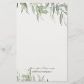 Papeterie Feuilles vert aquarelle simple personnalisés (Devant)