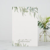 Papeterie Feuilles vert aquarelle simple personnalisés (Debout devant)