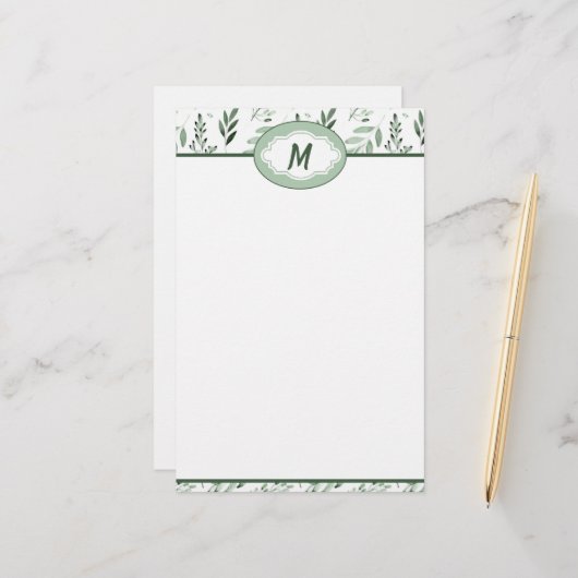 Papeterie Feuilles vertes personnalisées (Devant/Arrière en situation)