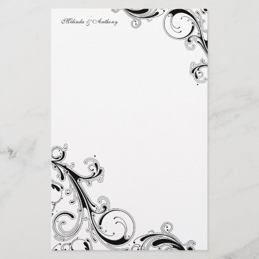 Papeterie Filigree Swirl Black 5.5 x 8.5 Papier (Devant)