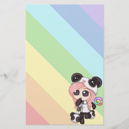 Papeterie Fille mignonne de panda d'Anime d'arc-en-ciel (Devant)