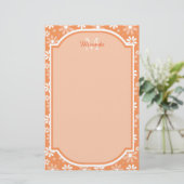 Papeterie Fille Monogramme mignon Orange Daisy Fleurs et nom (Debout devant)