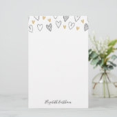 Papeterie Fille Noir Coeur Or Feminine Script (Debout devant)