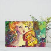 PAPETERIE FILLE VIOLINISTE, VIOLIN ET CAT (Debout devant)