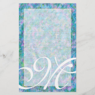Papeterie Fin "de jardin bleu" de monogramme de M rayé