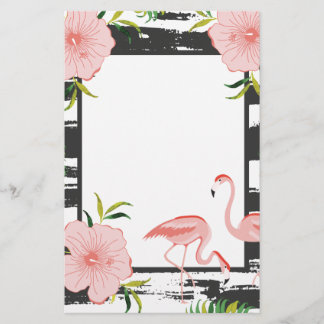Papeterie Flamant rose rose rayé moderne
