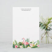 Papeterie Flamant rose tropical Staionery floral d'aquarelle (Debout devant)