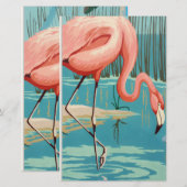 Papeterie Flamant Rose Vintage (Devant / Derrière)