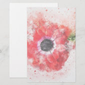 Papeterie Fleur aquarelle rose (Devant / Derrière)