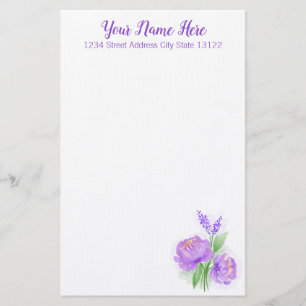 Papeterie Fleur d'aquarelle violette élégant