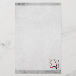 Papeterie Fleur de cerisier rouge trois art "Cadeau de vie"
