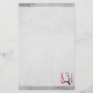 Papeterie Fleur de cerisier rouge trois art "Cadeau de vie"