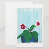 Papeterie Fleur de Gloxinia Violette Africaine (Devant / Derrière)