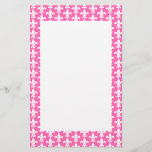 Papeterie Fleur de Lis rose blanc et chaud Motif