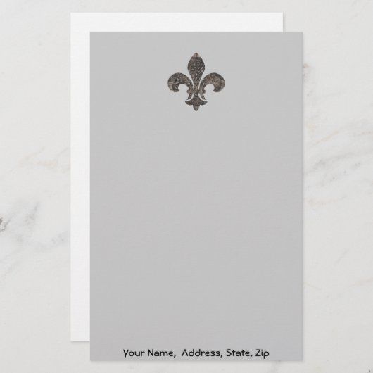 Papeterie Fleur De Lis Water Meter Lid, Nom adresse customi (Devant / Derrière)