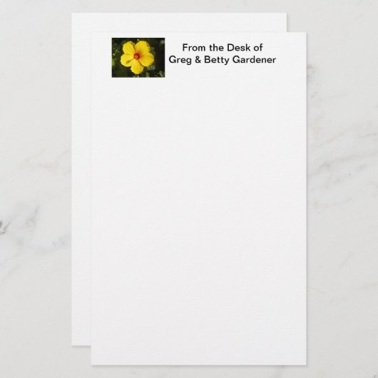 Papeterie Fleur d'Hibiscus jaune (Devant / Derrière)