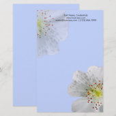Papeterie Fleur double blanche personnalisée, bleu clair (Devant / Derrière)