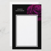 Papeterie Fleur gothique de rose violet-rouge (Devant / Derrière)