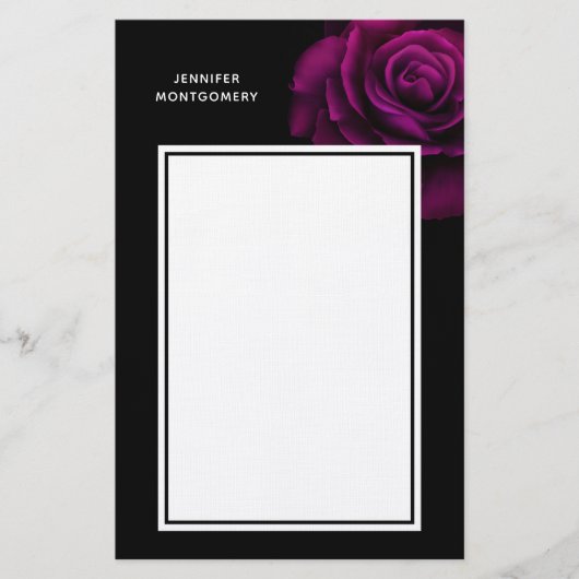 Papeterie Fleur gothique de rose violet-rouge (Devant)