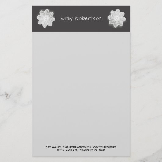 Papeterie Fleur gris (Devant)