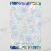 Papeterie Fleur rose et bleue personnalisée (Devant)