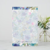 Papeterie Fleur rose et bleue personnalisée (Debout devant)