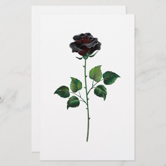 Papeterie Fleur rose noire (Devant / Derrière)