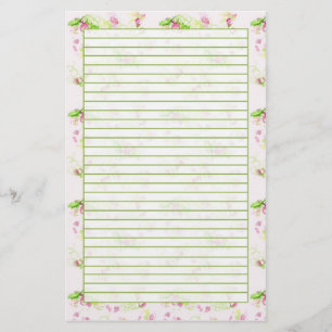 Papeterie Fleur rose Pastel Fleur Fleur Printemps Vert Linne