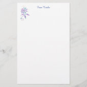 Papeterie Fleur turquoise et violette, do-it-yourself nom et (Devant)