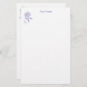 Papeterie Fleur turquoise et violette, do-it-yourself nom et (Devant / Derrière)