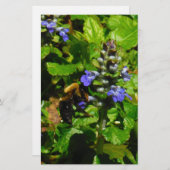 Papeterie Fleur violette et abeille boursouflante (Devant / Derrière)