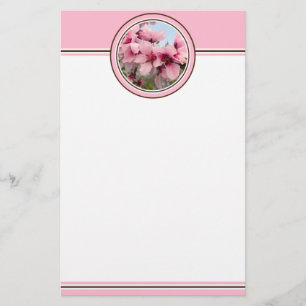 Papeterie fleurissante rose de branche - rose