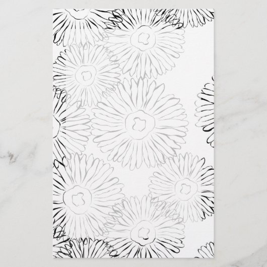 Papeterie Fleurs abstraites de printemps noir et blanc (Devant)