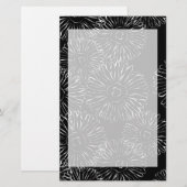Papeterie Fleurs abstraites de printemps noir et blanc (Devant / Derrière)