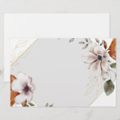 Papeterie Fleurs Blanches, Élégant Écriture Floral (Devant / Derrière)