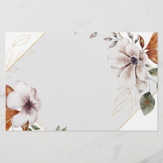Papeterie Fleurs Blanches, Élégant Écriture Floral (Devant)