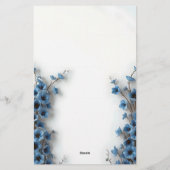 Papeterie Fleurs Bleues Romantiques Élégantes Sérènes (Dos)