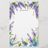 Papeterie Fleurs charmantes en fleurs en violet et bleu (Devant)