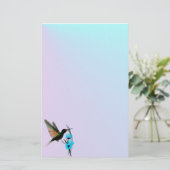 Papeterie Fleurs Colibri-Bleues vertes stationnaires (Debout devant)