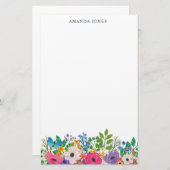 Papeterie Fleurs colorées et papillon bleu (Devant / Derrière)