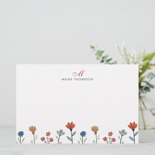 Papeterie Fleurs colorées simples Script Monogrammes Grilles (Debout devant)