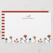 Papeterie Fleurs colorées simples Script Monogrammes Grilles (Devant / Derrière)
